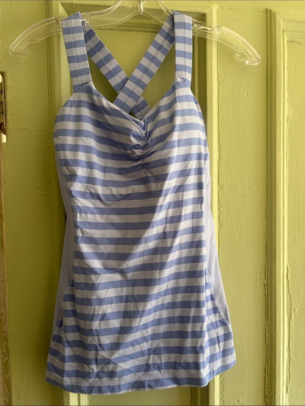 Lululemon Striped Blue & White Crossback Tankini Top